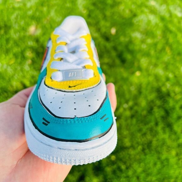 NIKE KID'S Air Force 1 Custom Color Block Comic Graphic Sneakers NWB - Picture 2 of 2